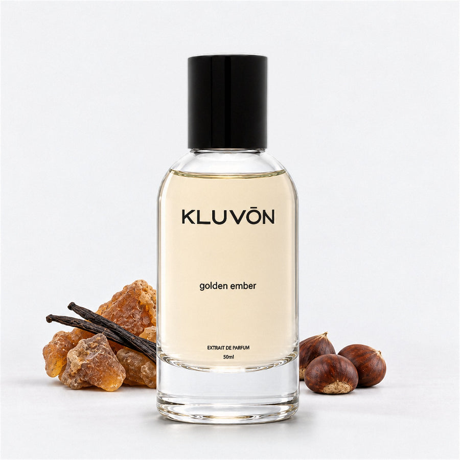 Kluvón Golden Ember extrait de parfum 50 ml med amber, vanilje og kastanjer