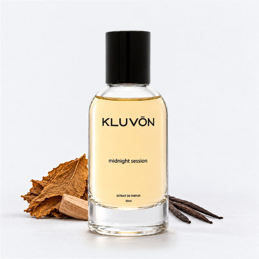 Kluvón Midnight Session extrait de parfum 50 ml med tobaksblade, cedertræ og vanilje