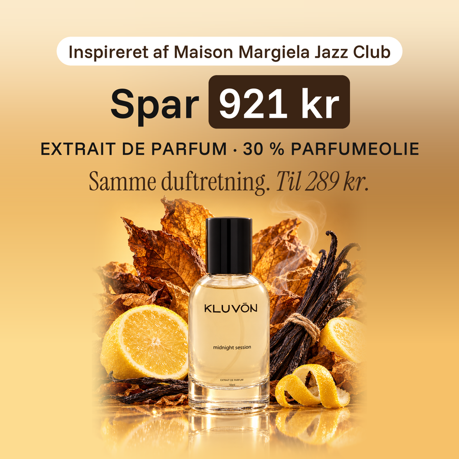 Midnight Session – Inspireret af Maison Margiela Jazz Club. Spar 921 kr. Extrait de parfum · 30 % parfumeolie. Samme duftretning. Til 289 kr.